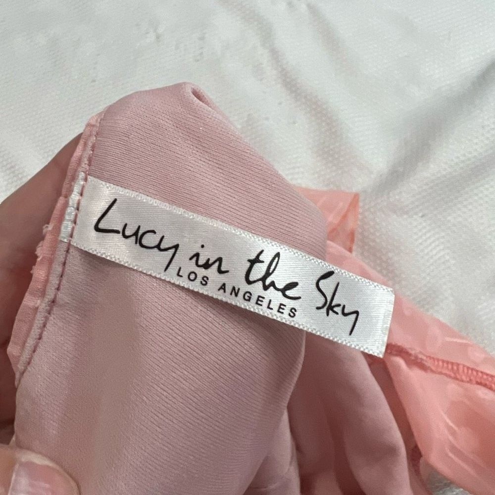 Lucy In The Sky Pink Open Back Flutter Sleeve Min… - image 6
